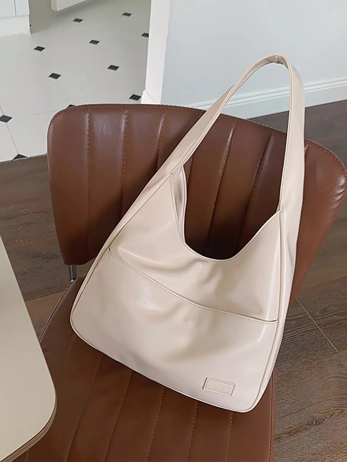 Retro Simple Bucket Bag soft PU leather tote bag large capacity fashion casual tote bags for women