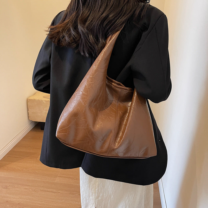 Soft PU Leather Quality Underarm Bag Vintage Wine Red Ladies Shoulder Bag Commuter Large Handbag Bolso Mujer Women's Tote Bag