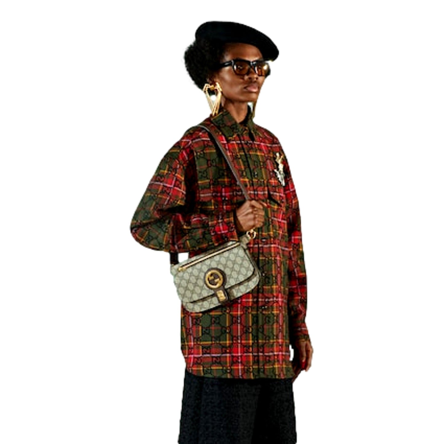 Gucci GG Supreme Blondie Canvas Belt Bag Brown Beige Size 110