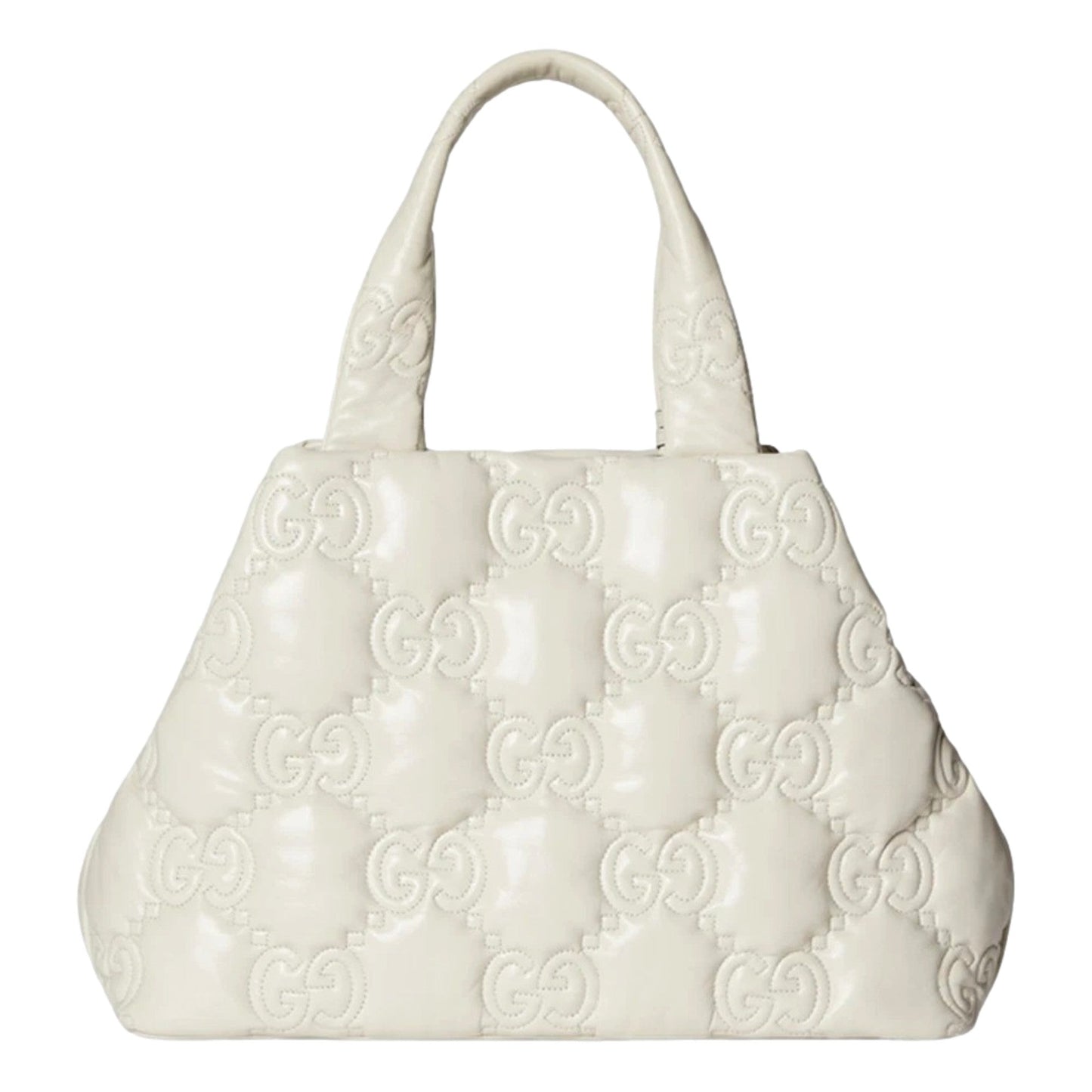Gucci GG Guccissima Matelassé Leather Cream White Tote Bag