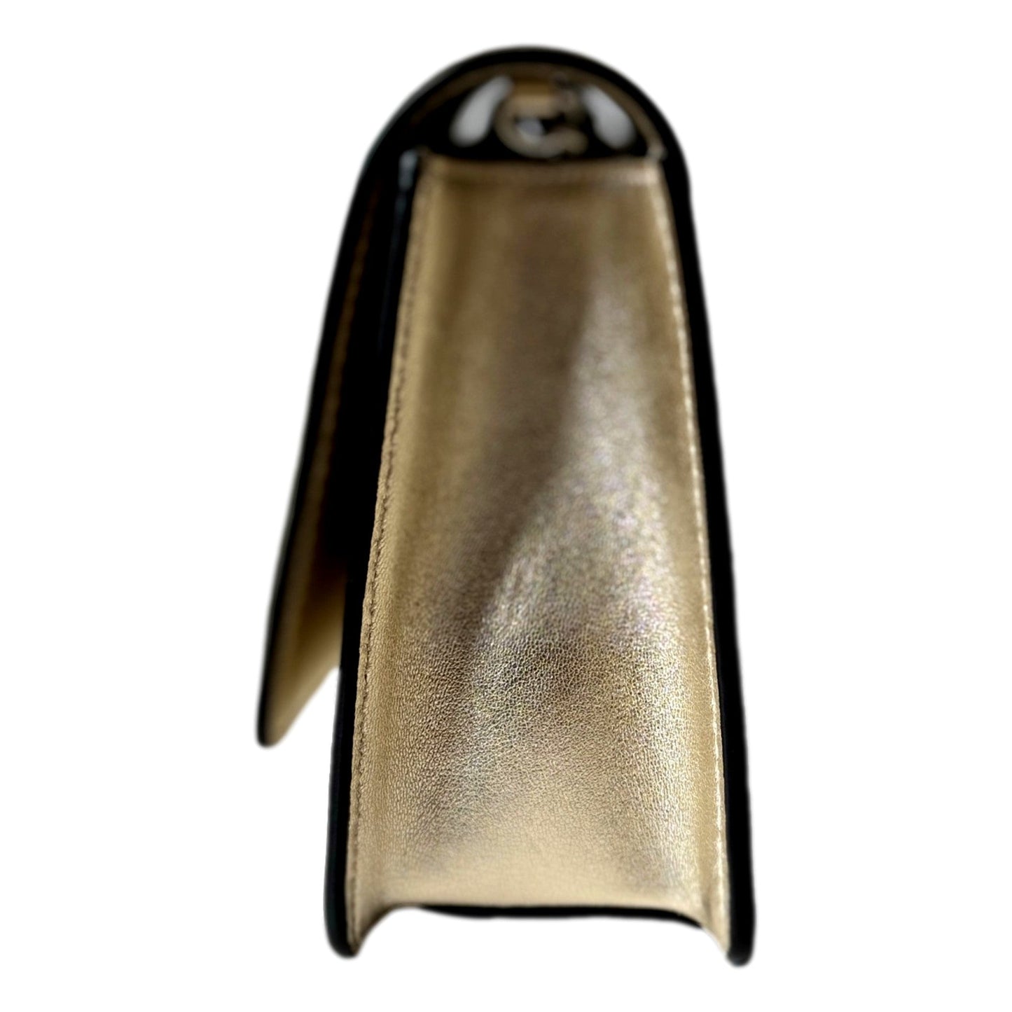 Jimmy Choo Kalina Crossbody Clutch Bag Crystal Logo Metallic Gold