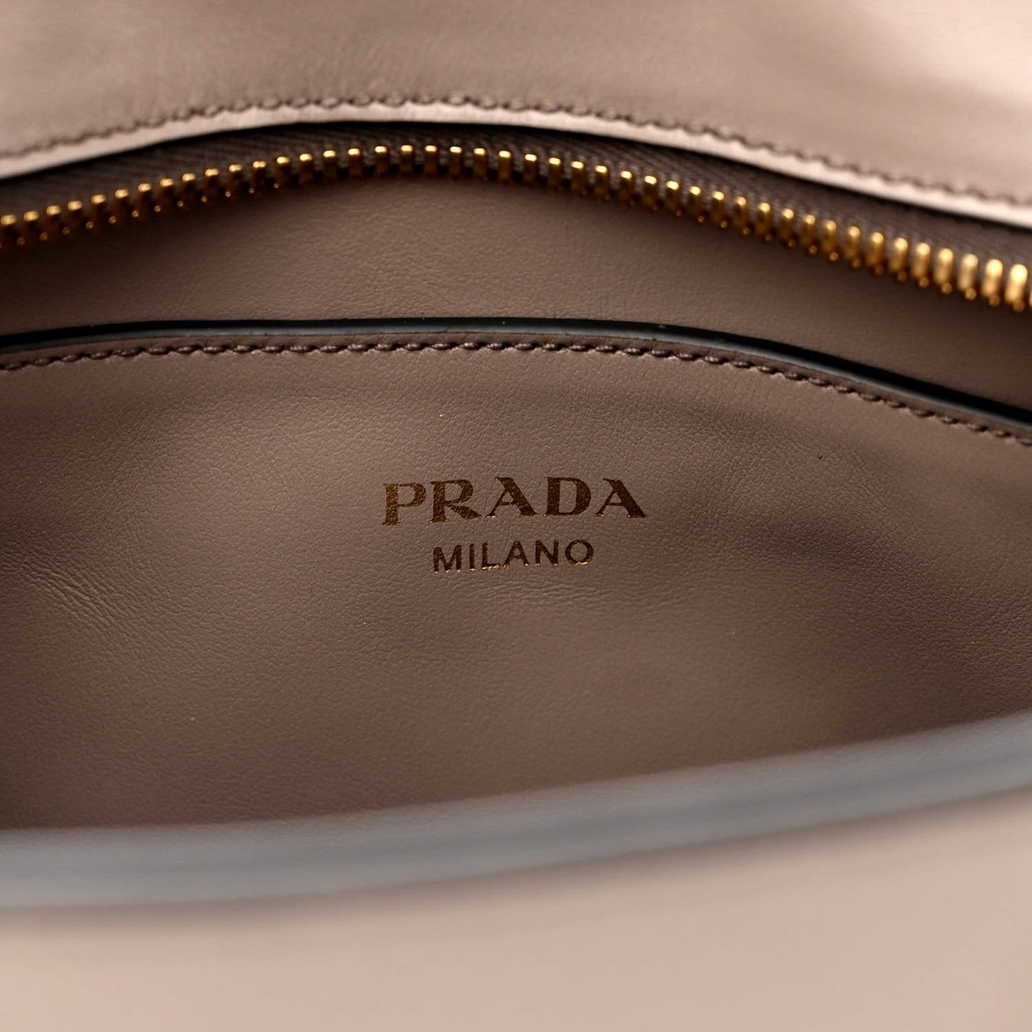 Prada Saffiano and Soft Calfskin Double Zipper Argilla Gray Tote Shoulder Bag