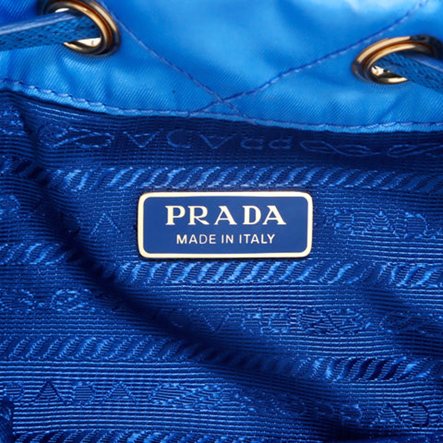 Prada Tessuto Nylon Pervinca Blue Duet Drawstring Quilted Bucket Bag
