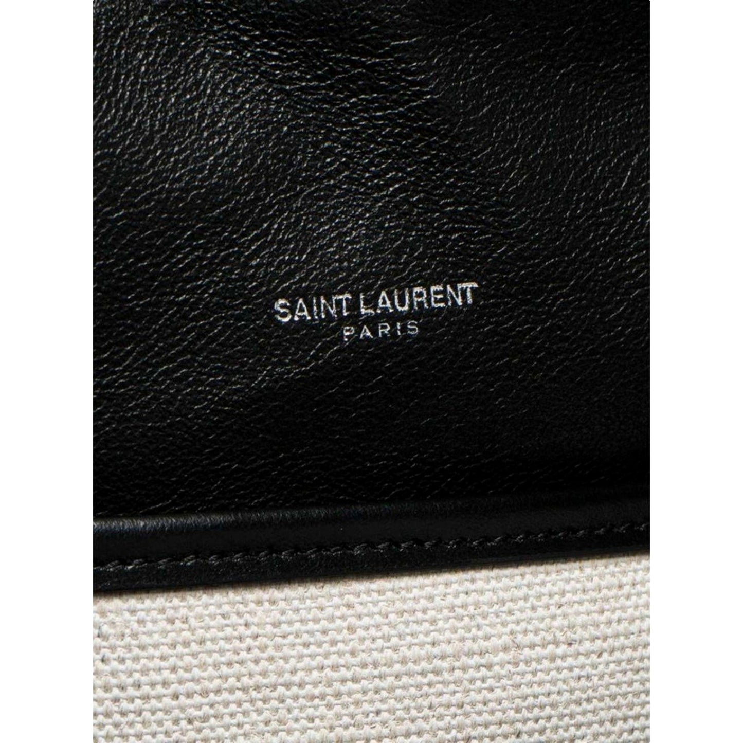 Saint Laurent Teddy White Coated Linen Drawstring Bucket Bag