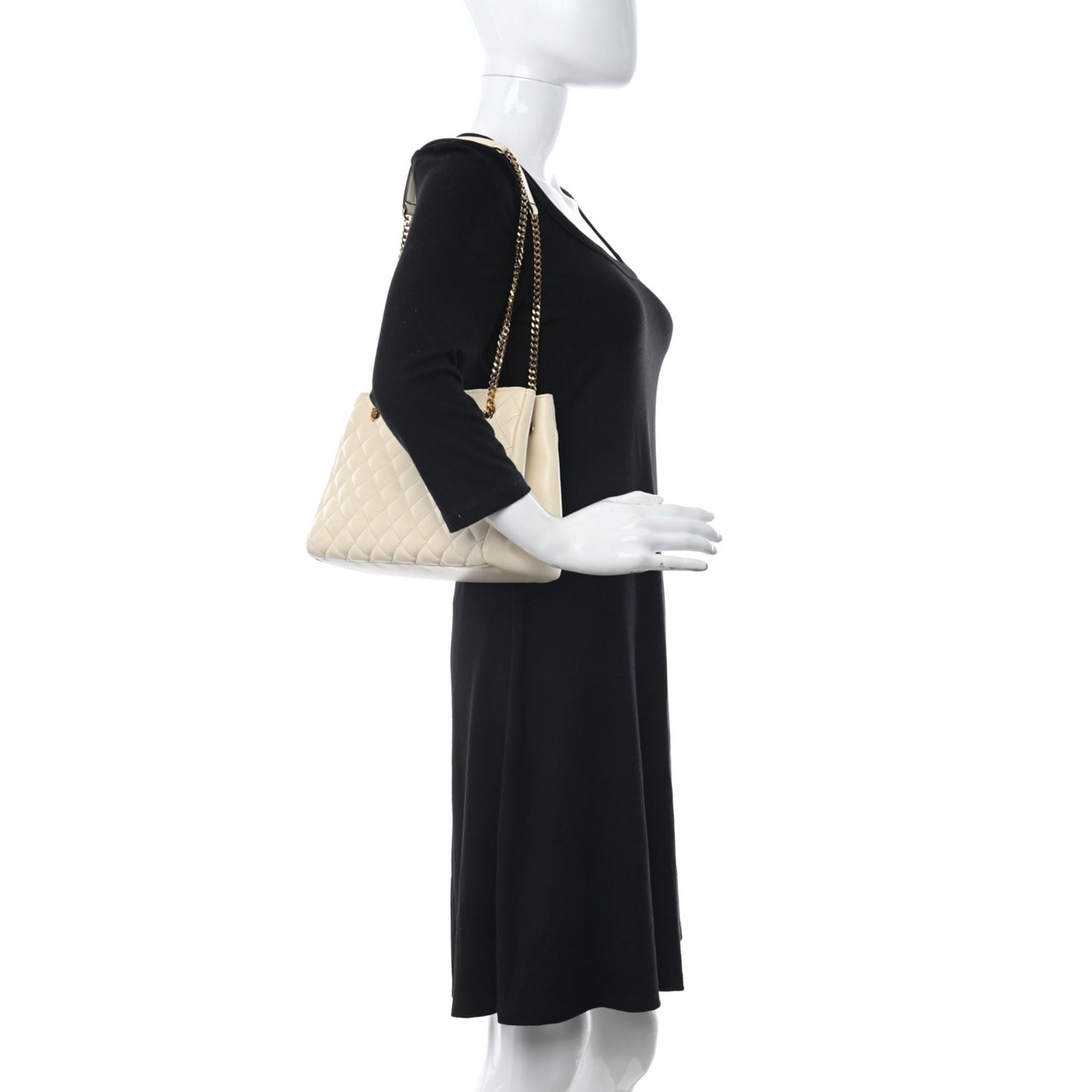 Versace La Medusa Nappa Quilted Beige Leather Large Tote Bag