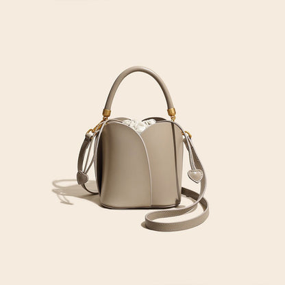 Bucket bag women summer new all match one shoulder Messenger small bag niche design leather handbag
