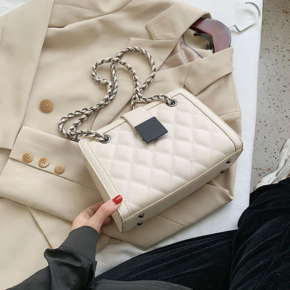 Small Black PU Leather Crossbody Bag For Women Winter Branded Chain Designer Shoulder Handbags Women's Trend Hand Bag