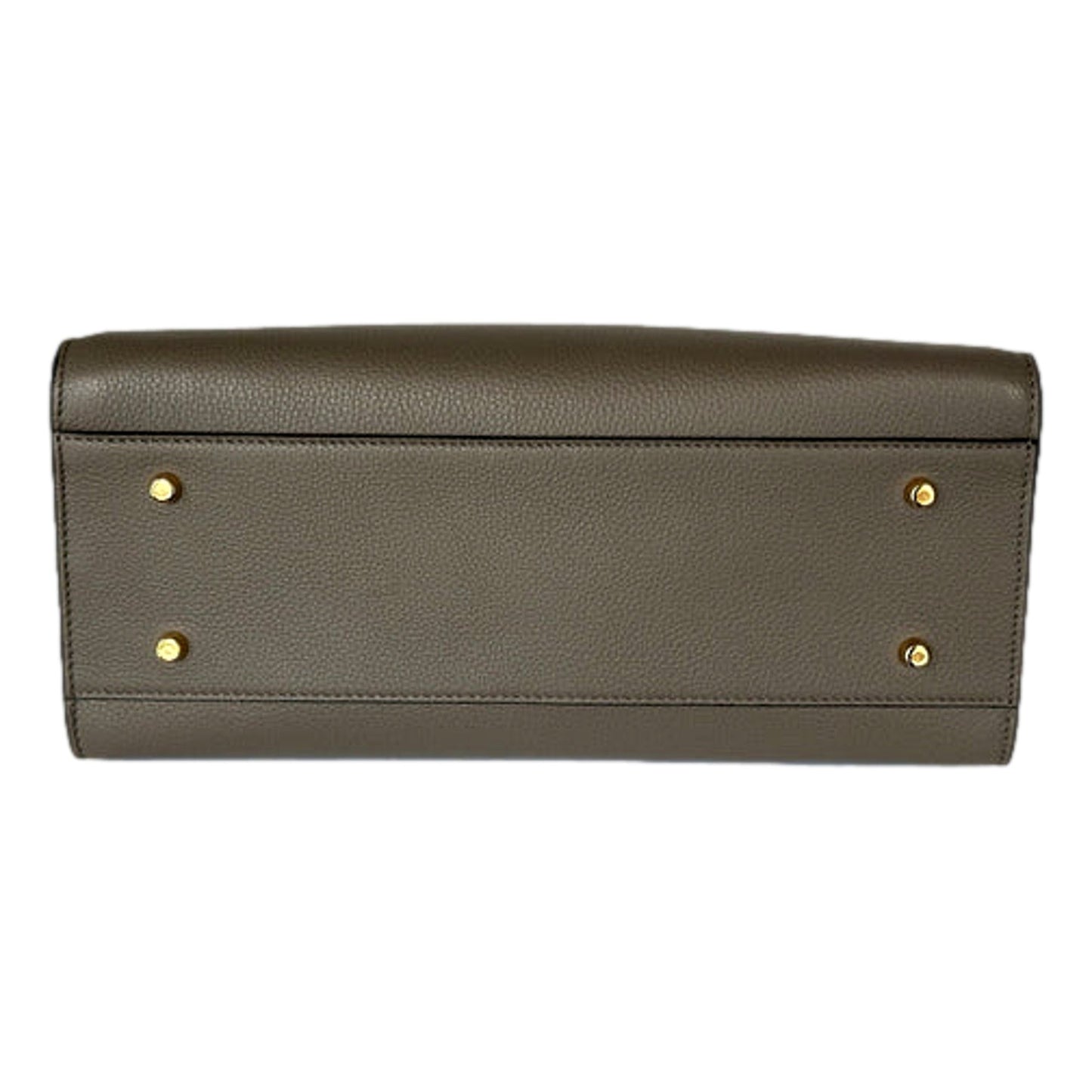 Versace Virtus Calfskin Leather Medium Top Handle Tote Taupe Grey