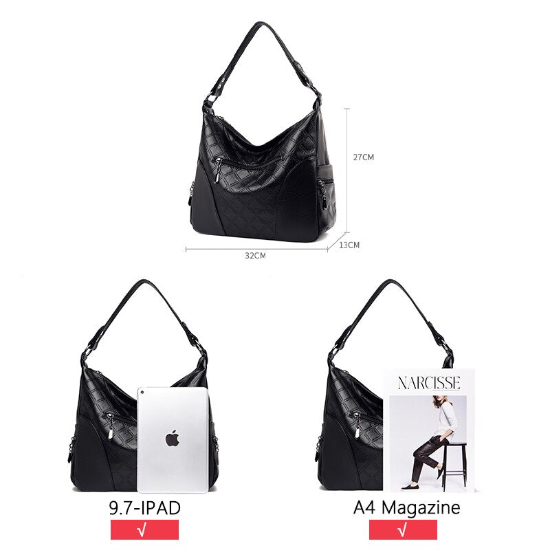 High Quality PU Leather Ladies Shoulder Bag Rhombus Pattern Stitching Designer Brand Messenger Bag Ladies Soft Handbag New