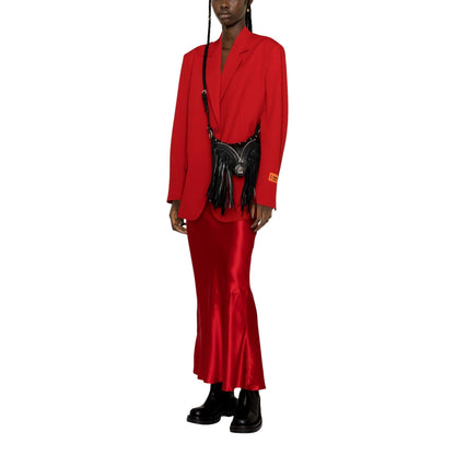 Versace Repeat Fringe La Medusa Mini Hobo Shoulder Bag Black Leather