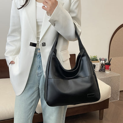Retro Simple Bucket Bag soft PU leather tote bag large capacity fashion casual tote bags for women