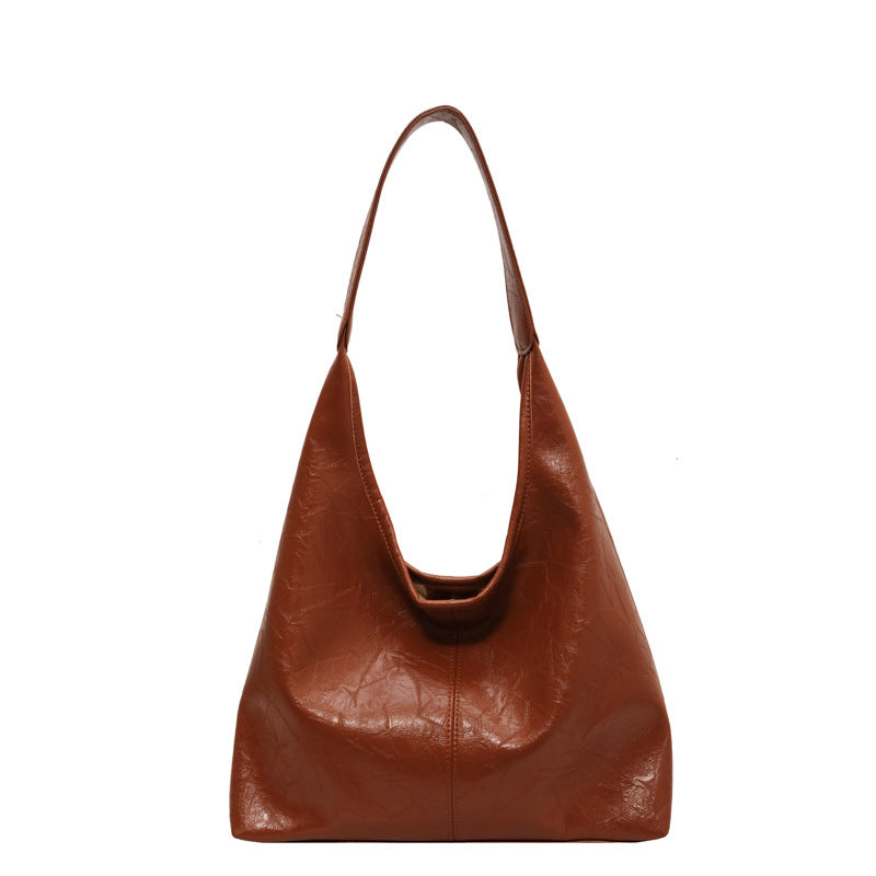 Soft PU Leather Quality Underarm Bag Vintage Wine Red Ladies Shoulder Bag Commuter Large Handbag Bolso Mujer Women's Tote Bag