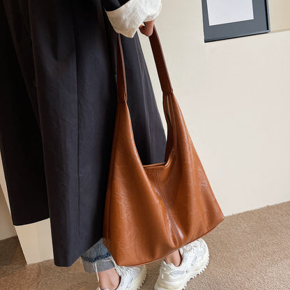 Soft PU Leather Quality Underarm Bag Vintage Wine Red Ladies Shoulder Bag Commuter Large Handbag Bolso Mujer Women's Tote Bag