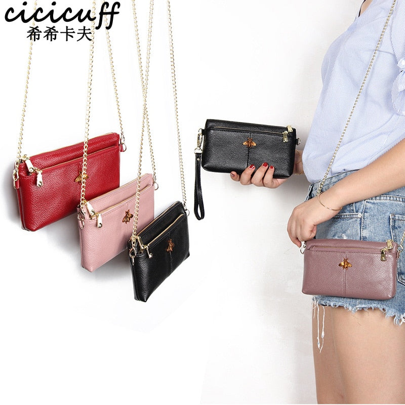CICICUFF Head Layer Cowhide Messenger Bag New Genuine Leather Hand Bag Retro Shoulder Bag Women Small Chain Cross Body Bags