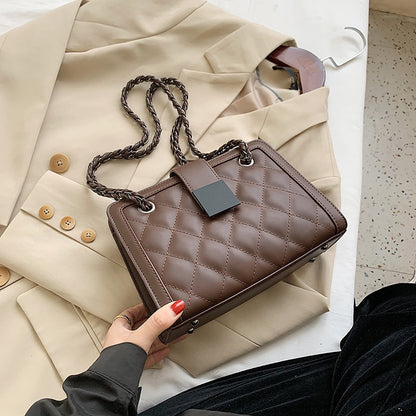 Small Black PU Leather Crossbody Bag For Women Winter Branded Chain Designer Shoulder Handbags Women's Trend Hand Bag