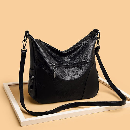 High Quality PU Leather Ladies Shoulder Bag Rhombus Pattern Stitching Designer Brand Messenger Bag Ladies Soft Handbag New