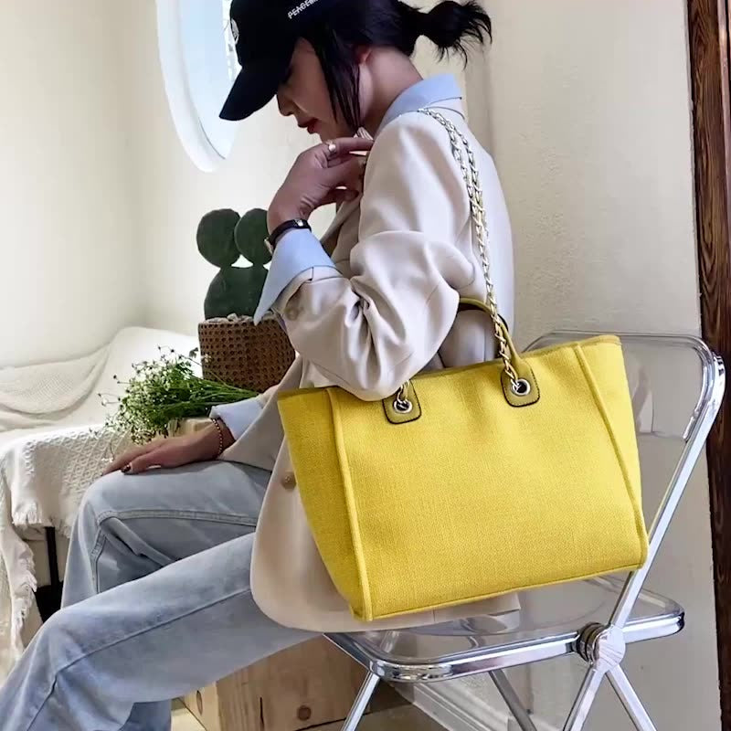 Wholesale New Bucket Bag Women Large Capacity Canvas Shoulder Chain Tote Bag