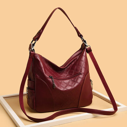 High Quality PU Leather Ladies Shoulder Bag Rhombus Pattern Stitching Designer Brand Messenger Bag Ladies Soft Handbag New