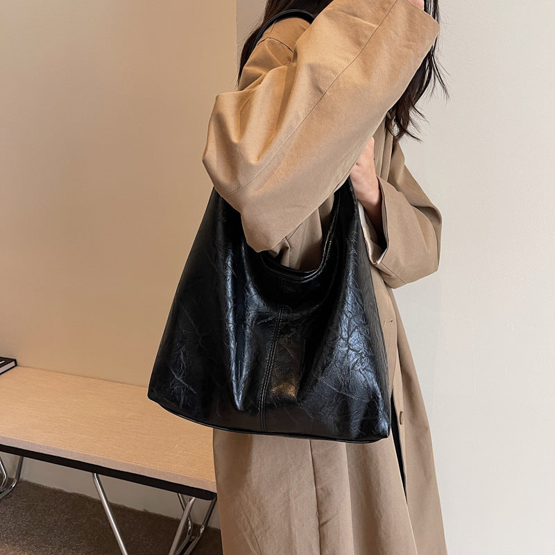 Soft PU Leather Quality Underarm Bag Vintage Wine Red Ladies Shoulder Bag Commuter Large Handbag Bolso Mujer Women's Tote Bag