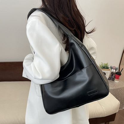 Retro Simple Bucket Bag soft PU leather tote bag large capacity fashion casual tote bags for women
