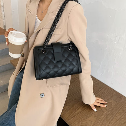 Small Black PU Leather Crossbody Bag For Women Winter Branded Chain Designer Shoulder Handbags Women's Trend Hand Bag