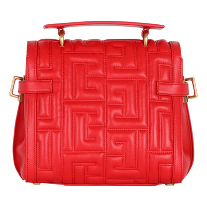 Balmain B-Buzz 23 Red Tote Crossbody Shoulder Bag Quilted Calf Leather