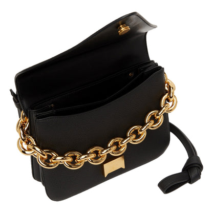 Bottega Veneta Calfskin Mount Envelope Crossbody Bag Black and Gold