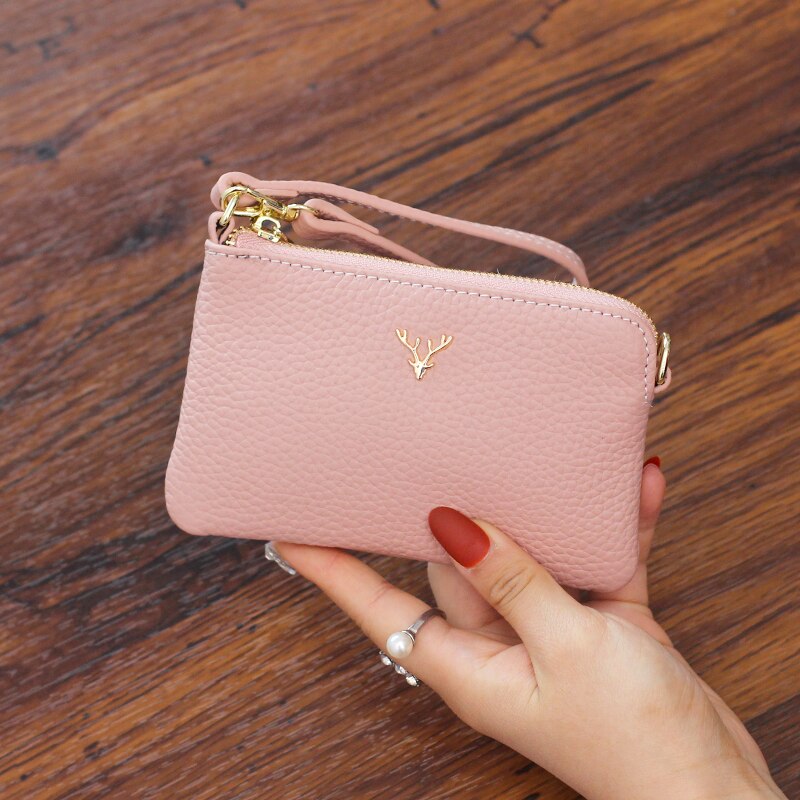 Genuine Leather Women Wallets and Coin Purses Fashion Zipper Credit Card Holder Wallet Short Ladies Designer Change Purse