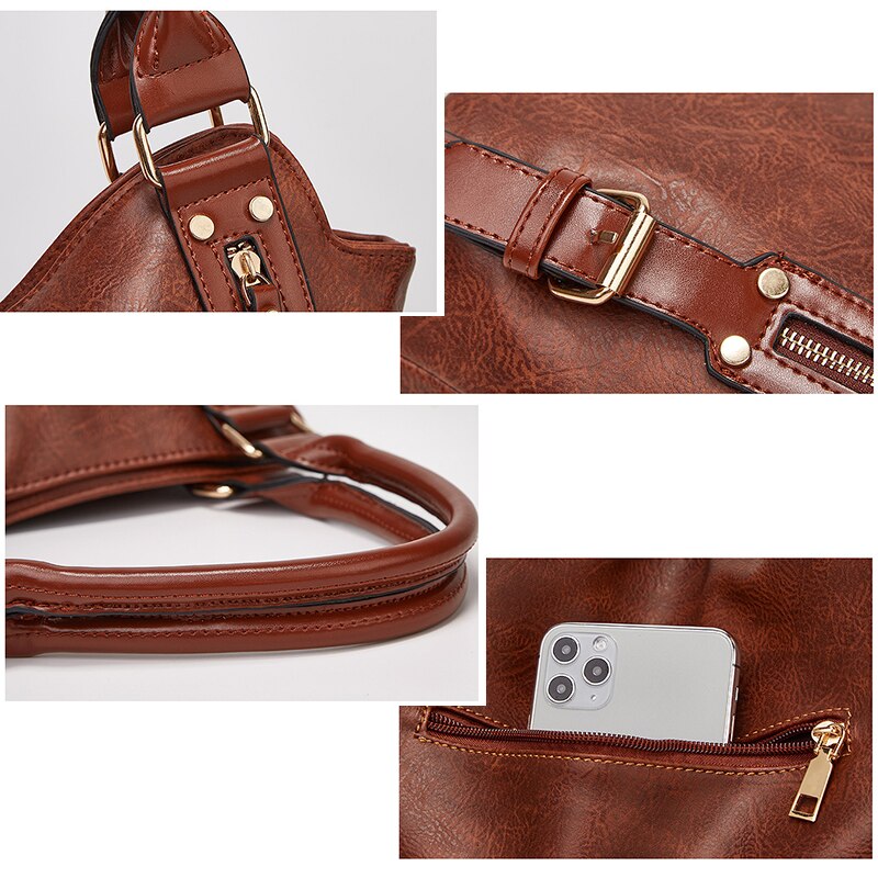 Big Capacity Women Handbag Luxury Women Bag Side pockets Design Hand Bag PU Leather Totes Shoulder Bags Ladies WLHB2215