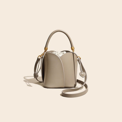 Bucket bag women summer new all match one shoulder Messenger small bag niche design leather handbag
