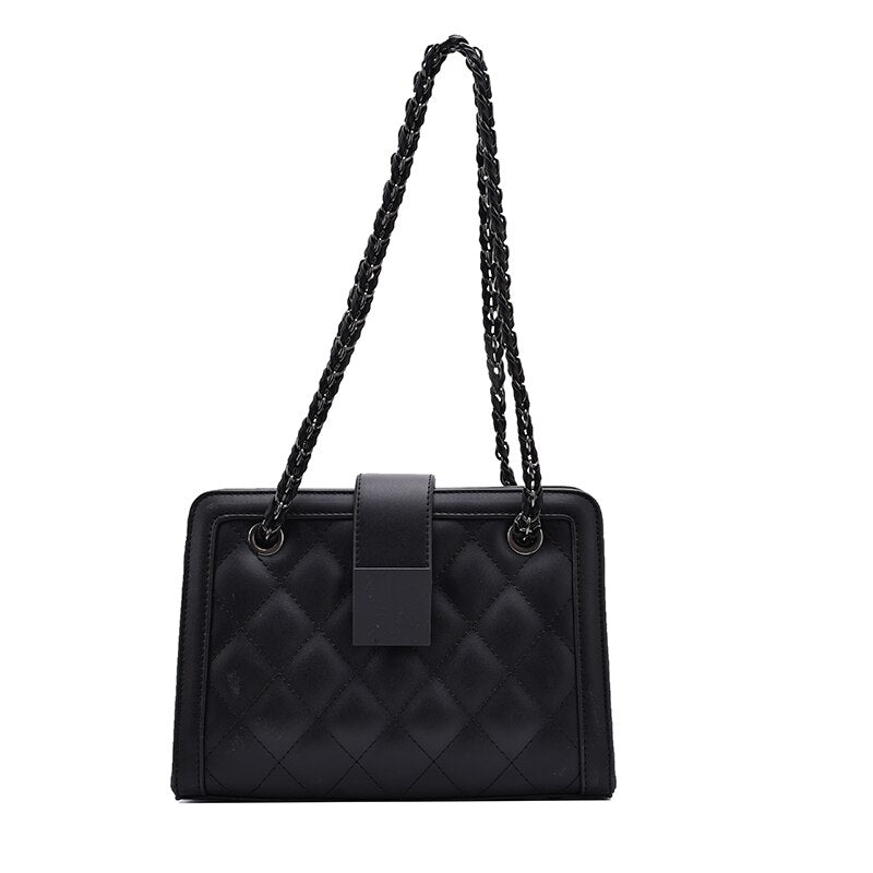 Small Black PU Leather Crossbody Bag For Women Winter Branded Chain Designer Shoulder Handbags Women's Trend Hand Bag