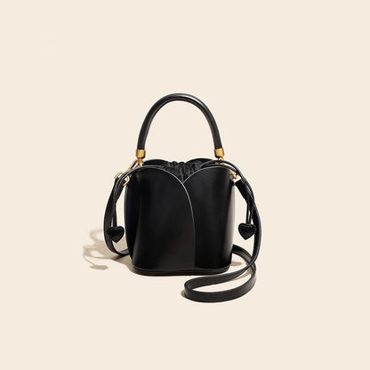 Bucket bag women summer new all match one shoulder Messenger small bag niche design leather handbag