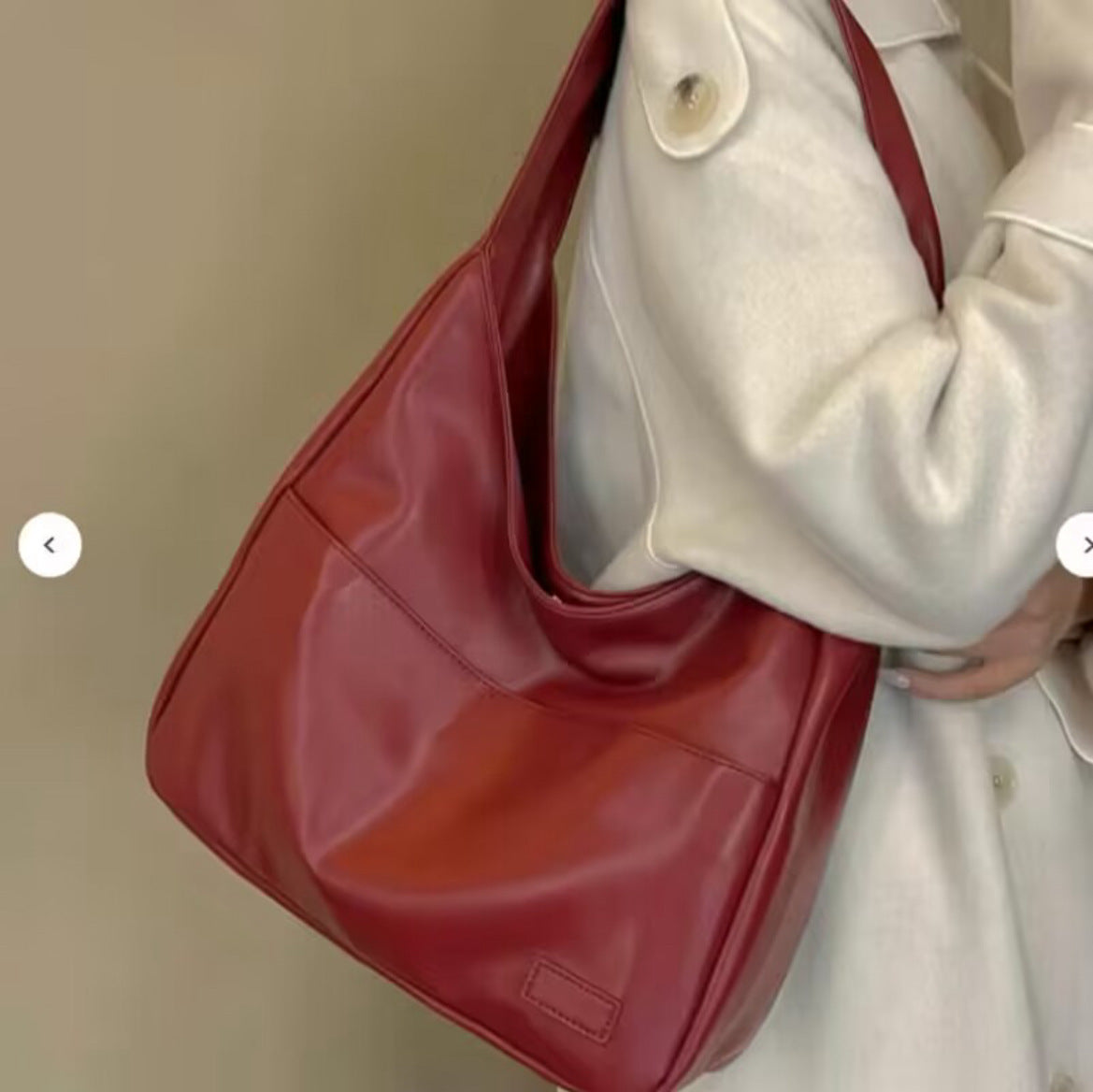 Soft leather tote bag Large capacity brown bucket bag Versatile commuting shoulder bag for women
