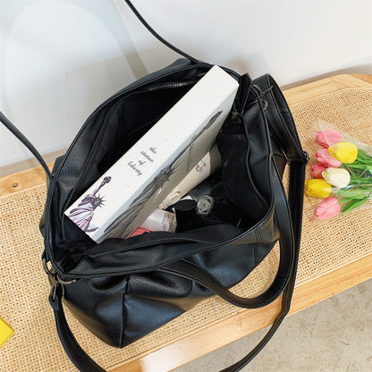 Women's Single-Shoulder Soft PU Korean Style Crossbody Bag - Large Capacity Solid Color Commuter Purse