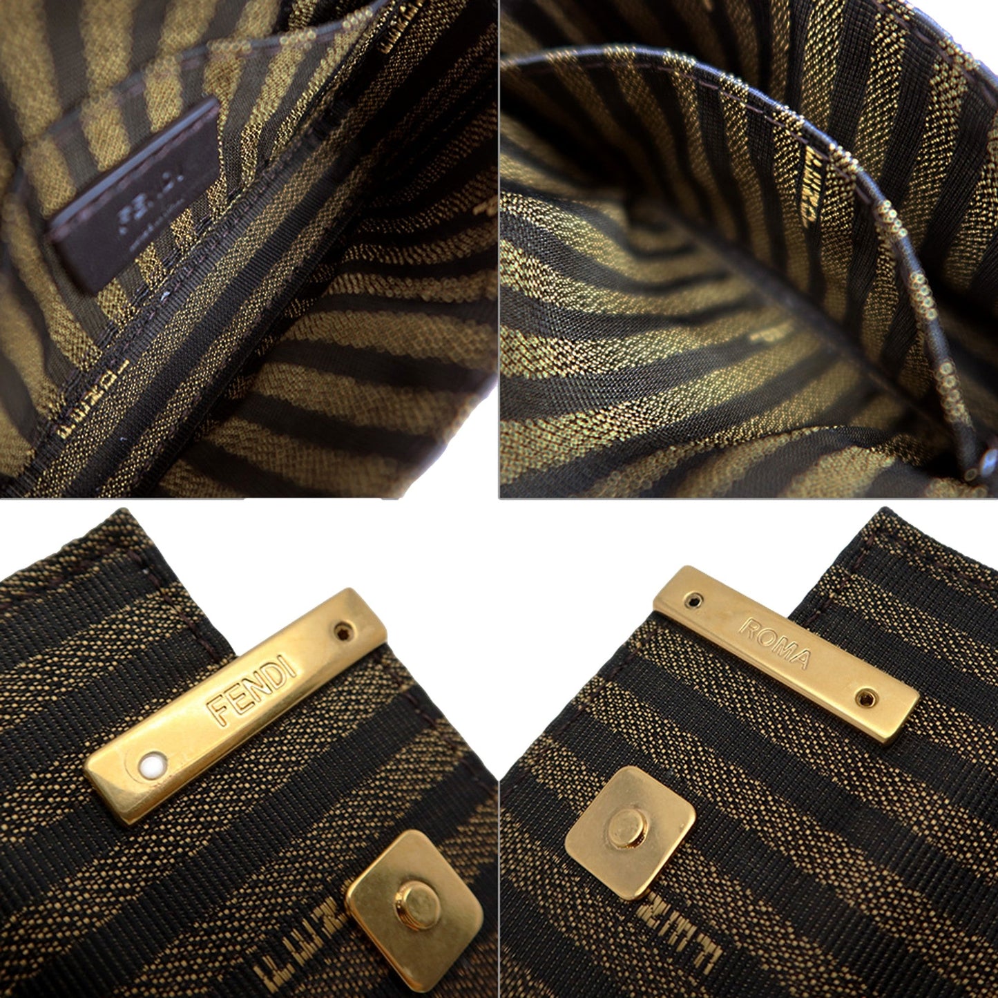 Fendi Canvas FF Embroidery Nano Baguette Charm Beige Multicolor