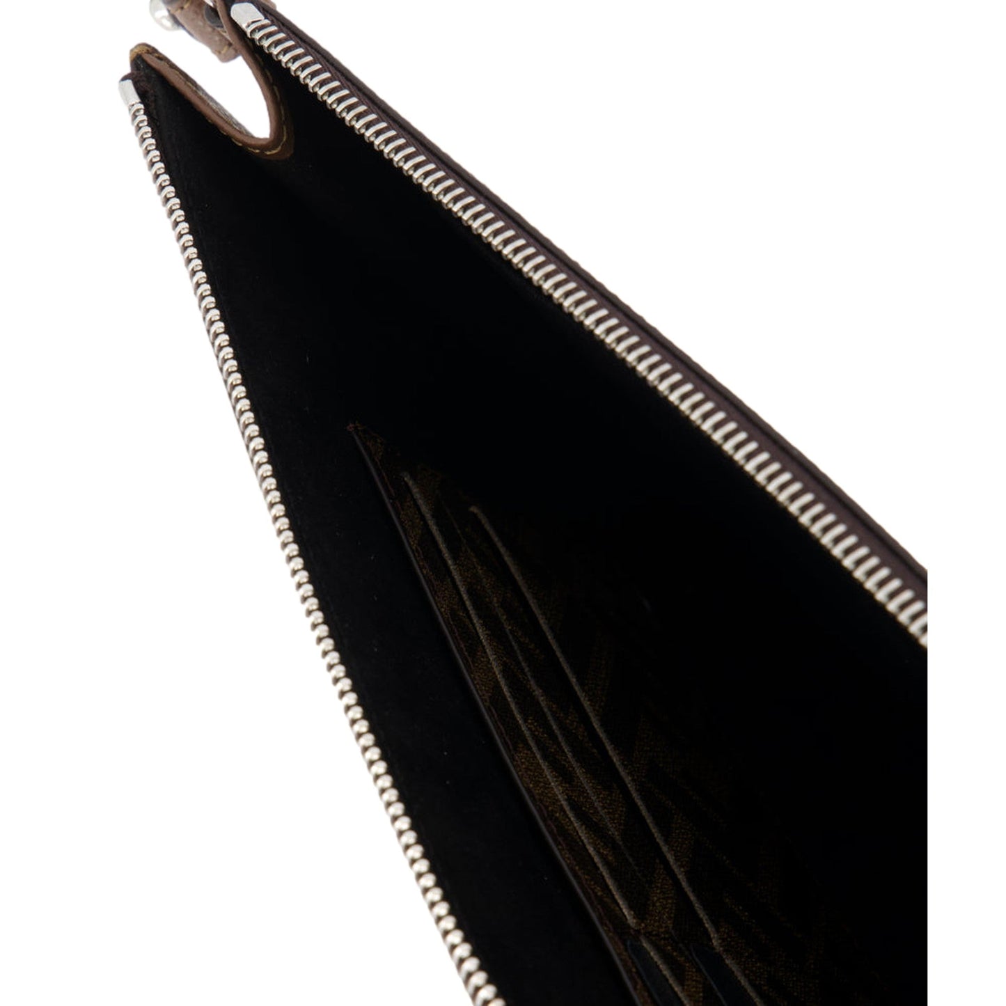 Fendi Coated Canvas Brown and Yellow Zucca Print Large Pouch Wristlet