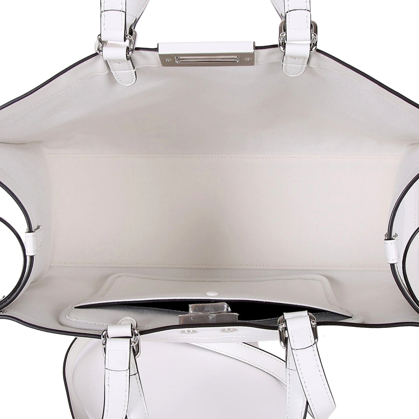 Fendi FF Canvas Leather Black and White Turn Lock X-Tote