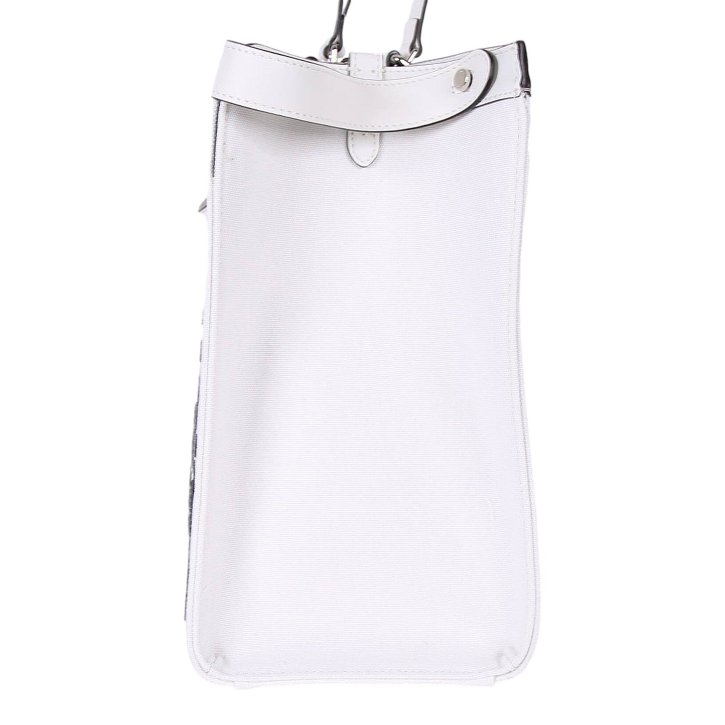 Fendi FF Canvas Leather Black and White Turn Lock X-Tote