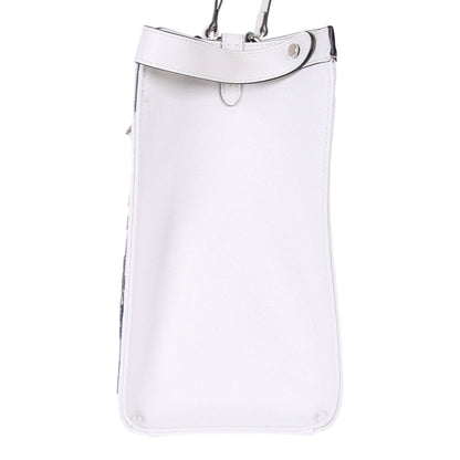 Fendi FF Canvas Leather Black and White Turn Lock X-Tote