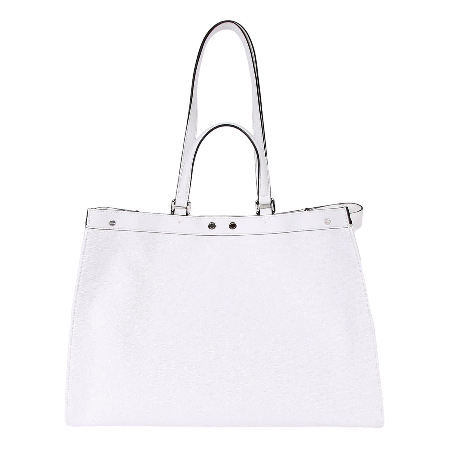 Fendi FF Canvas Leather Black and White Turn Lock X-Tote