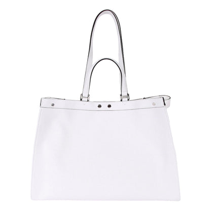 Fendi FF Canvas Leather Black and White Turn Lock X-Tote