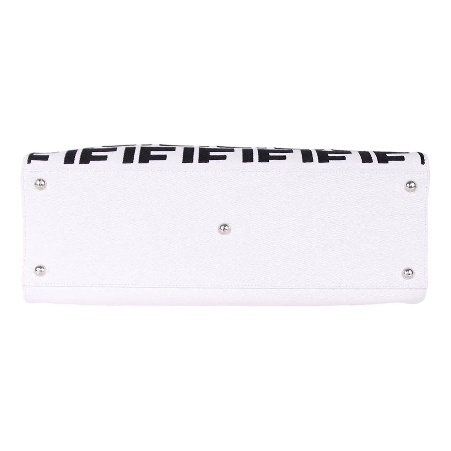 Fendi FF Canvas Leather Black and White Turn Lock X-Tote