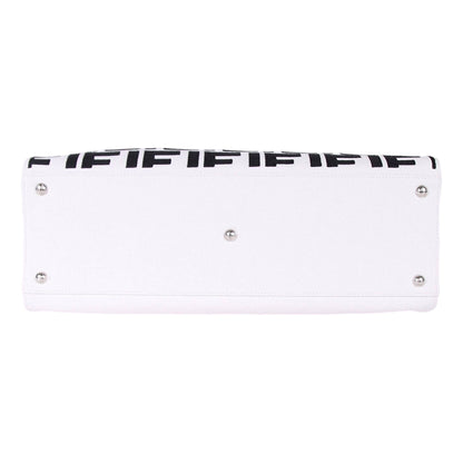 Fendi FF Canvas Leather Black and White Turn Lock X-Tote
