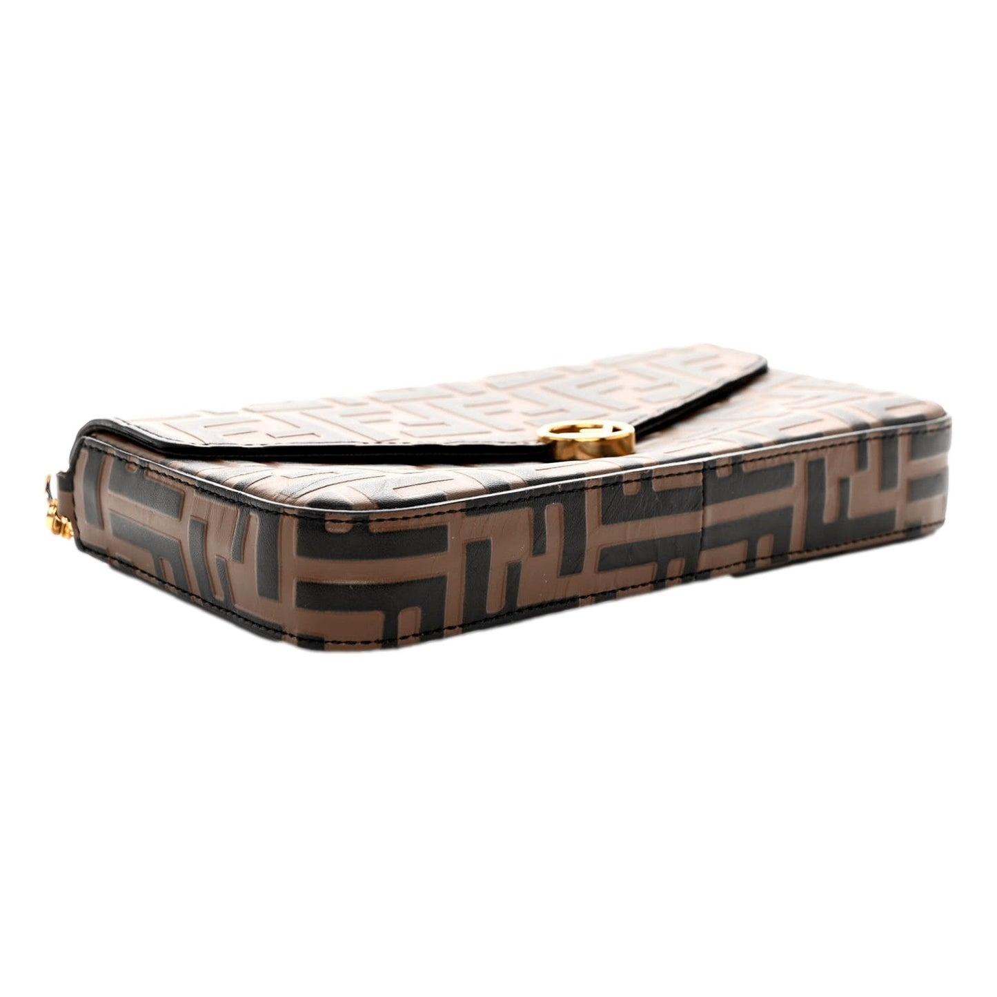 Fendi F is Fendi Brown Zucca Embossed Leather Envelope Wallet on Chain with Pouches