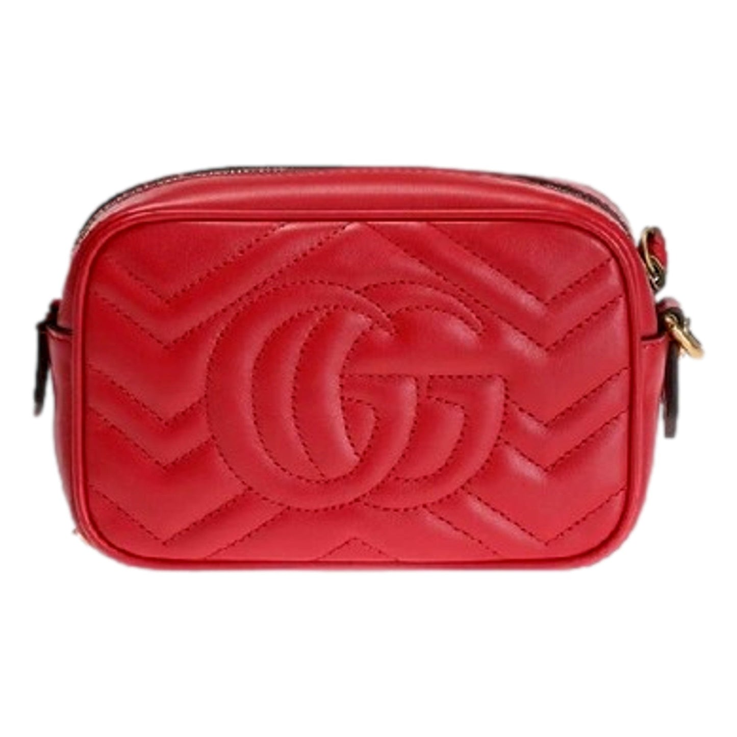 Gucci GG Marmont Matelassé Red Leather Crossbody Mini Bag