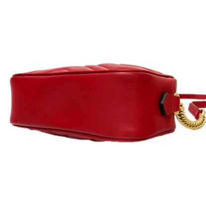 Gucci GG Marmont Matelassé Red Leather Crossbody Mini Bag