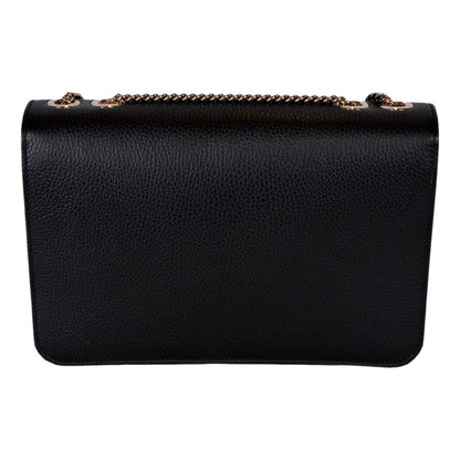 Gucci Marmont Black Leather Interlocking GG Gold Chain Strap Crossbody Handbag