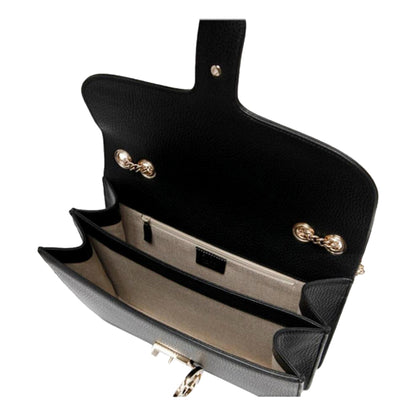 Gucci Marmont Black Leather Interlocking GG Gold Chain Strap Crossbody Handbag