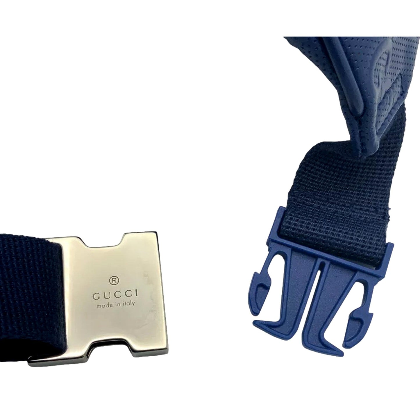 Gucci Calfskin GG Tennis Embossed Pocket Belt Bag Blue