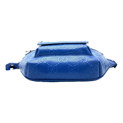 Gucci Calfskin GG Tennis Embossed Pocket Belt Bag Blue